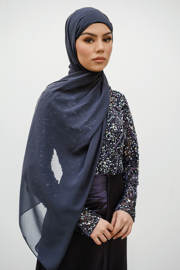 Charcoal Grey Chiffon Hijab - Zala