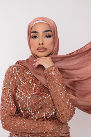 Burnt Orange Satin Hijab - Saffron