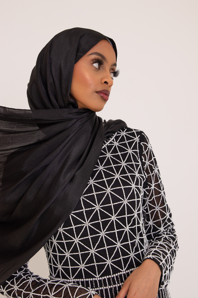 Black Satin Hijab