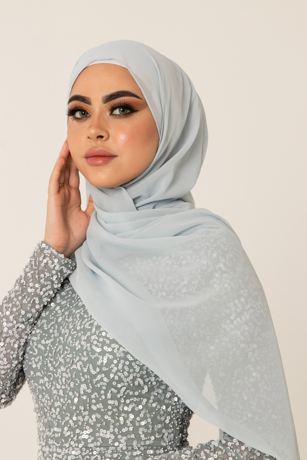 Dusky Blue Chiffon Hijab - Lyla